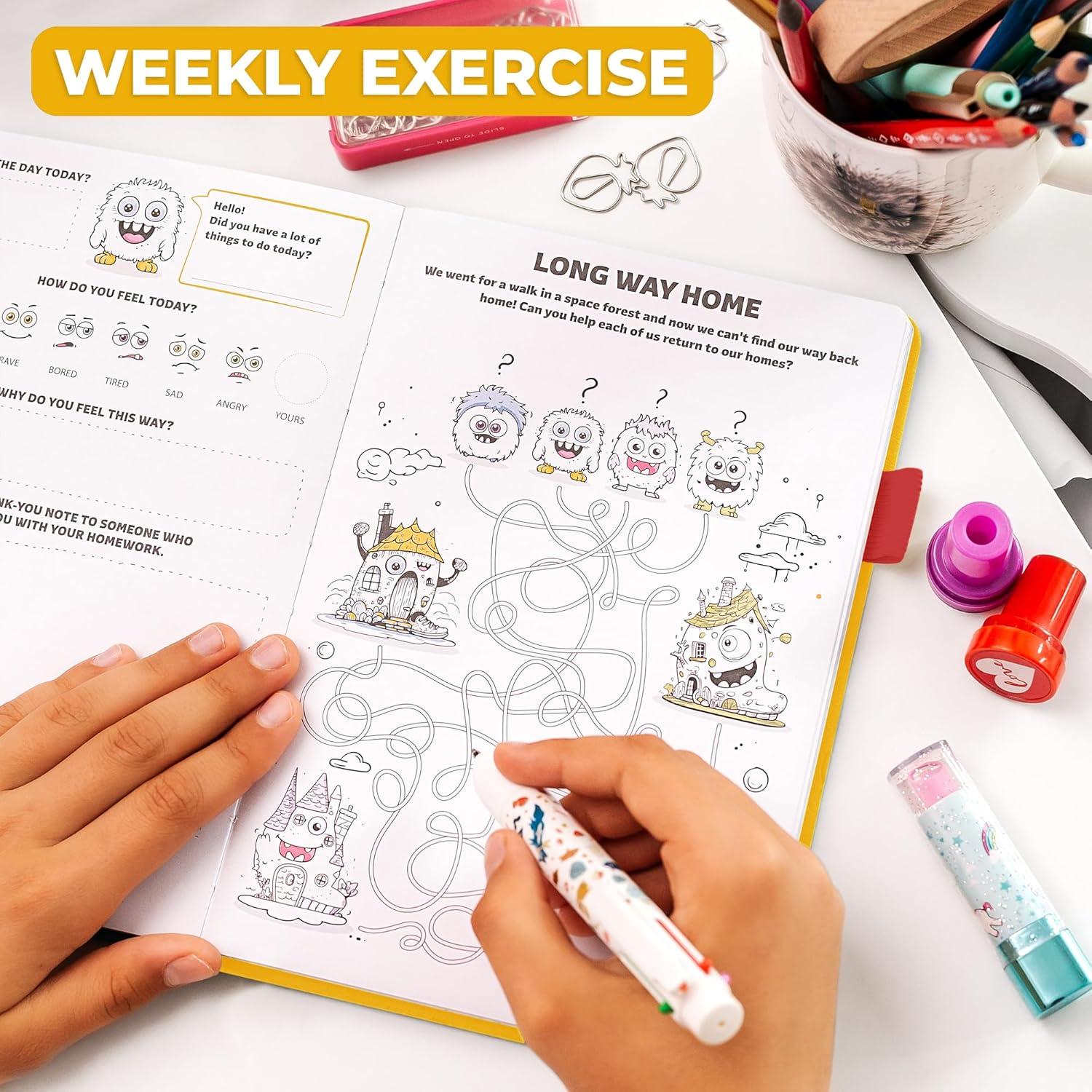 Clever Fox Kids’ Journal – Daily Feelings & Gratitude Notebook for 8+ Children – Child’s Planner & Mood Tracker for Journaling & Writing (Lemon) - Image 5