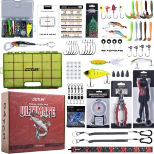 Goture Fishing Lures with Tackle Box and Fishing Tool Kit Set for Men Women, Include Fish plier, Fish Ruler, Fishing Gripper, Weigh Scale with Gift Box
