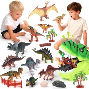 29 Pcs Dinosaur Toys for Realistic Jurassic Dinosaurs Figures with Trees&eggs &Fence Playset to Can Create a Dino World, Educational mini Dinosaurs Figures, dinosaur set Gift for Toddler Boys 3-5