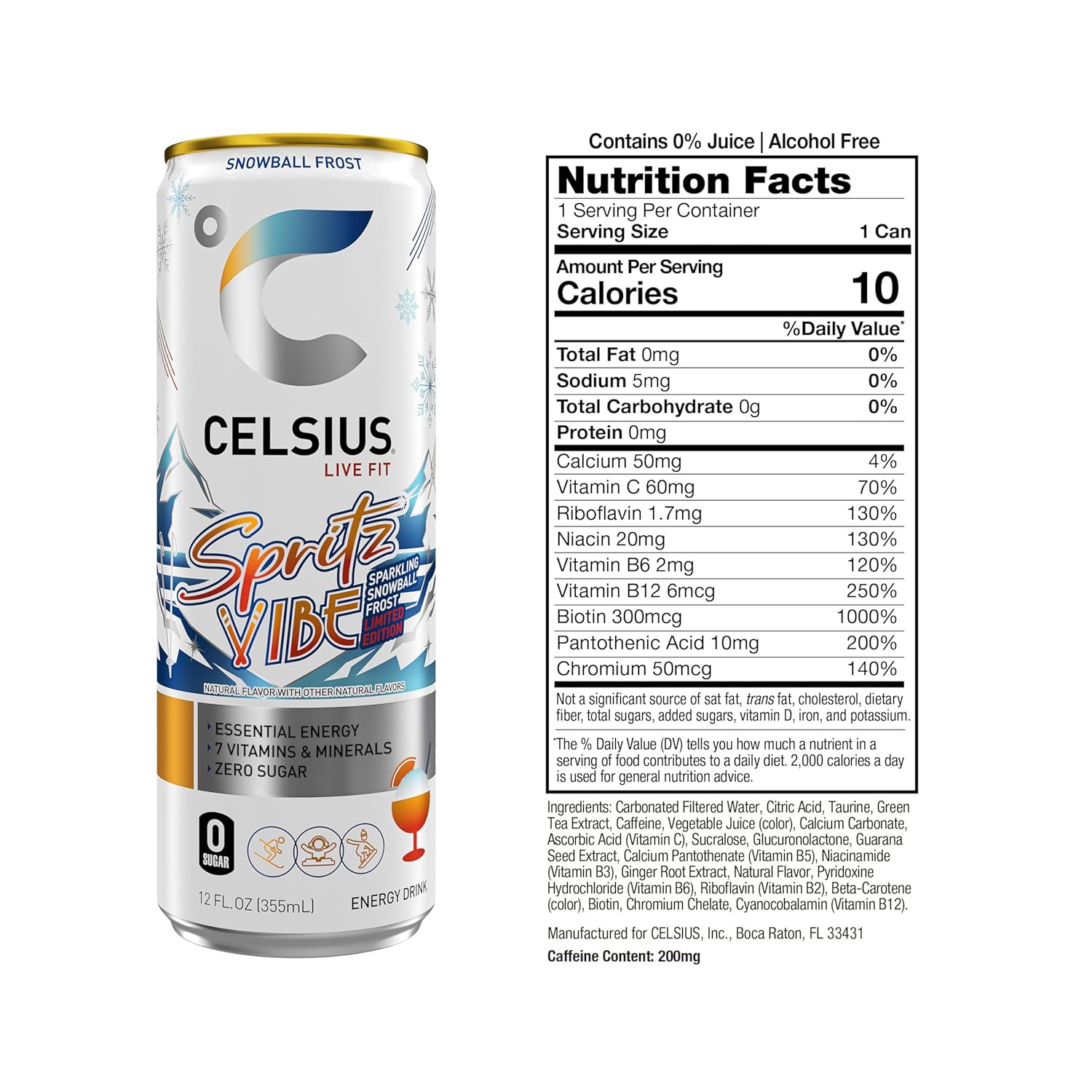 CELSIUS Sparkling Spritz Vibe Limited Edition, Sugar Free Energy Drink, Can, 12 Fl Oz (Pack of 12) - Image 2