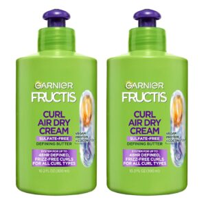 Garnier Fructis Curl Nourish Air Dry Cream, Sulfate Free Defining Butter Leave-in Conditioner, 10.2 Fl Oz, 2 Count (Packaging May Vary)