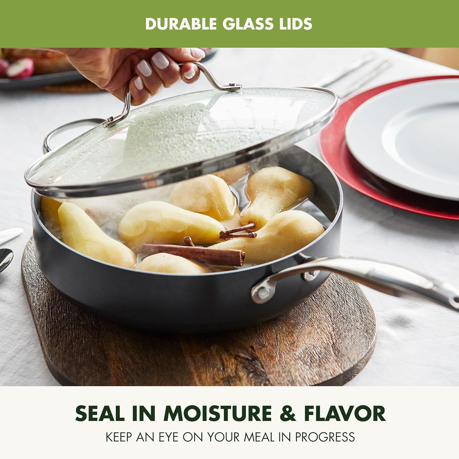 GreenPan Valencia Pro Ceramic Nonstick 22 Piece Cookware Set, Hard Anodized PFAS-Free Pots & Pans, Induction Ready, Compatible on All Cooktops, Dishwasher Safe, Oven Safe to 600F, Gray - Image 10