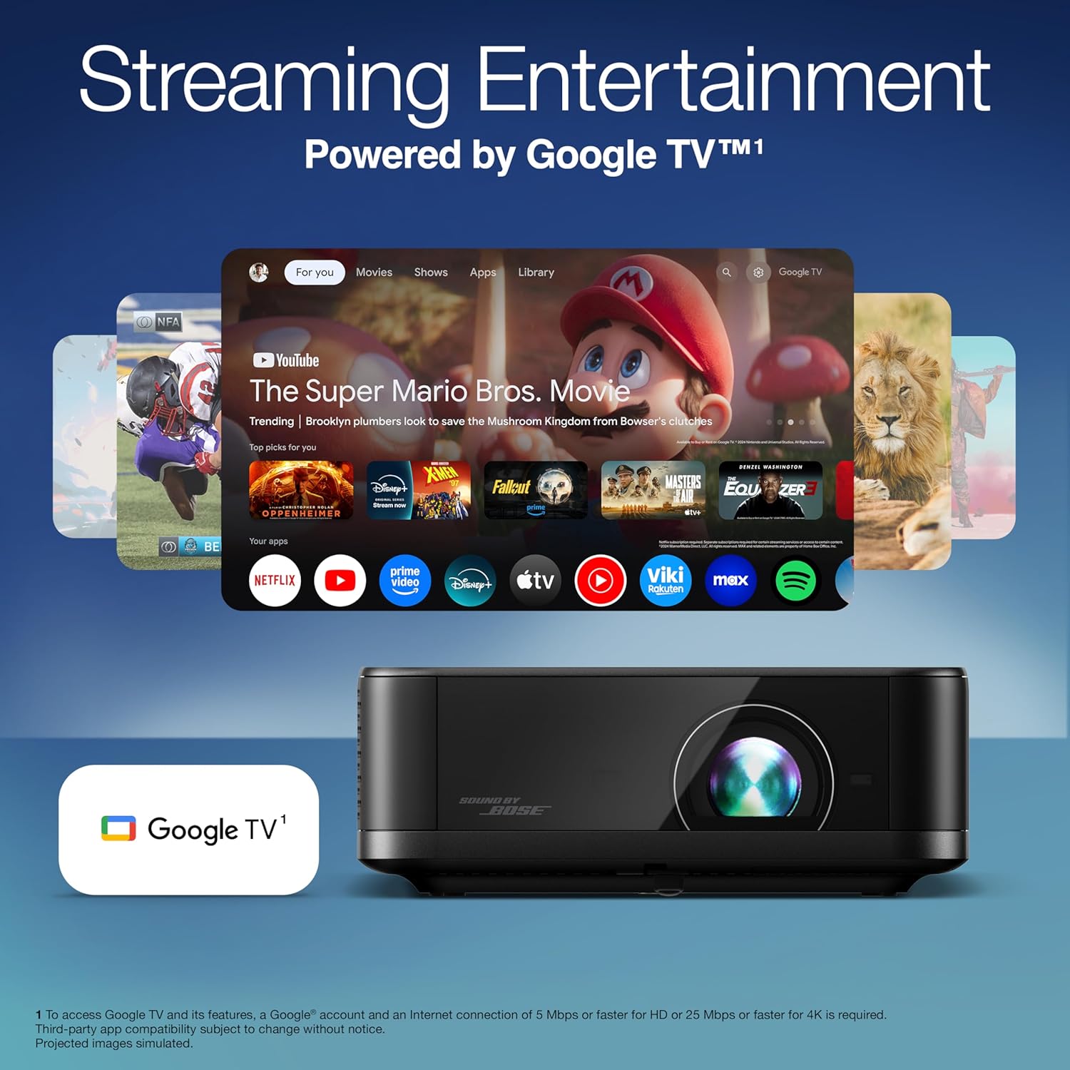 Epson Lifestudio Pop Plus 4K PRO-UHD Personal Lifestyle Projector, 700 Lumens of Color and White Brightness, Sound by Bose, Google TV, 3-Chip 3LCD Triple Core Engine, Projection Studio App — Black - Image 5