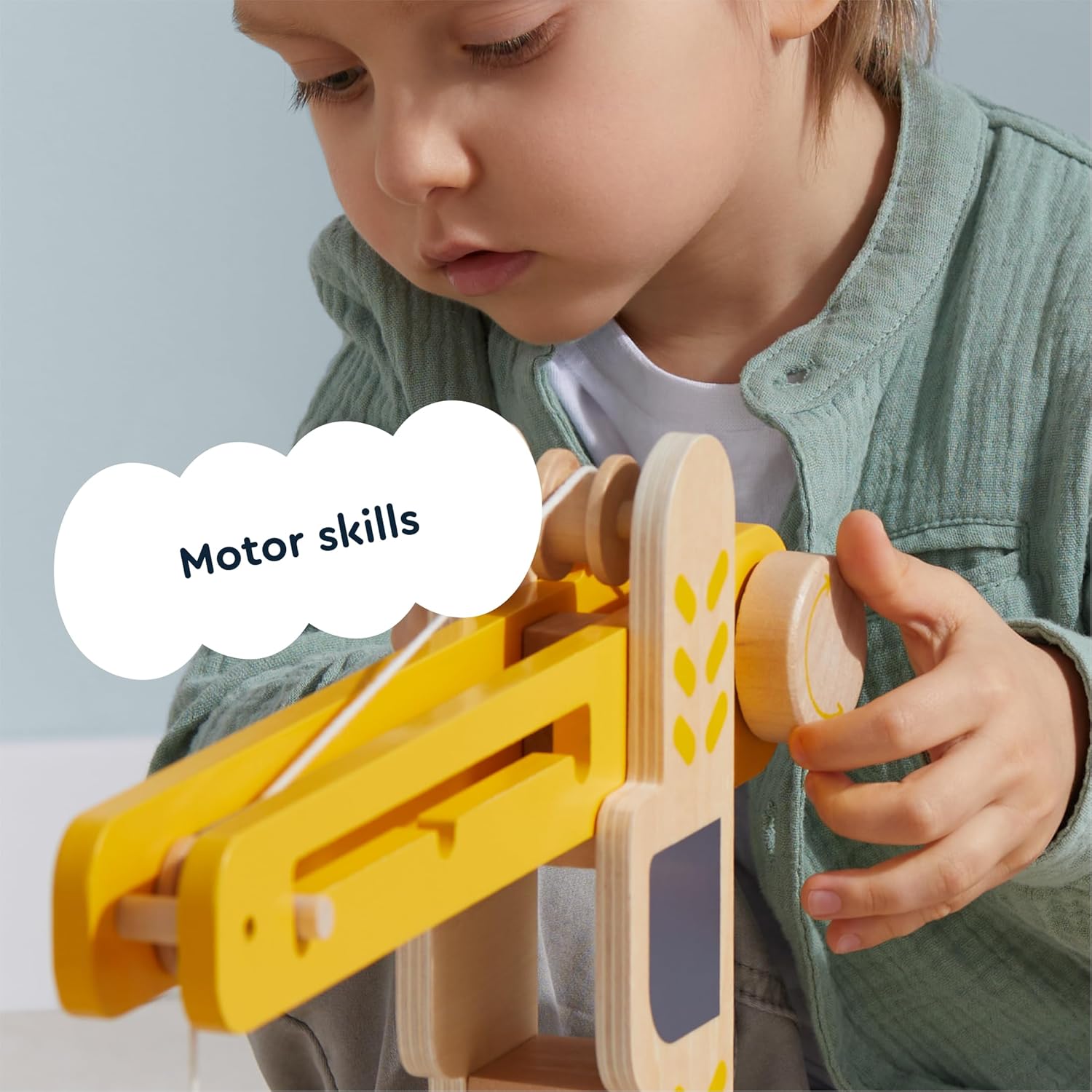 Wooden playset Crane Command Fleet, 18-Piece Set for Toddlers 3-5, 8 vehicales, Road Sighs, Non-Toxic Wood, Parent-Designed - Image 6