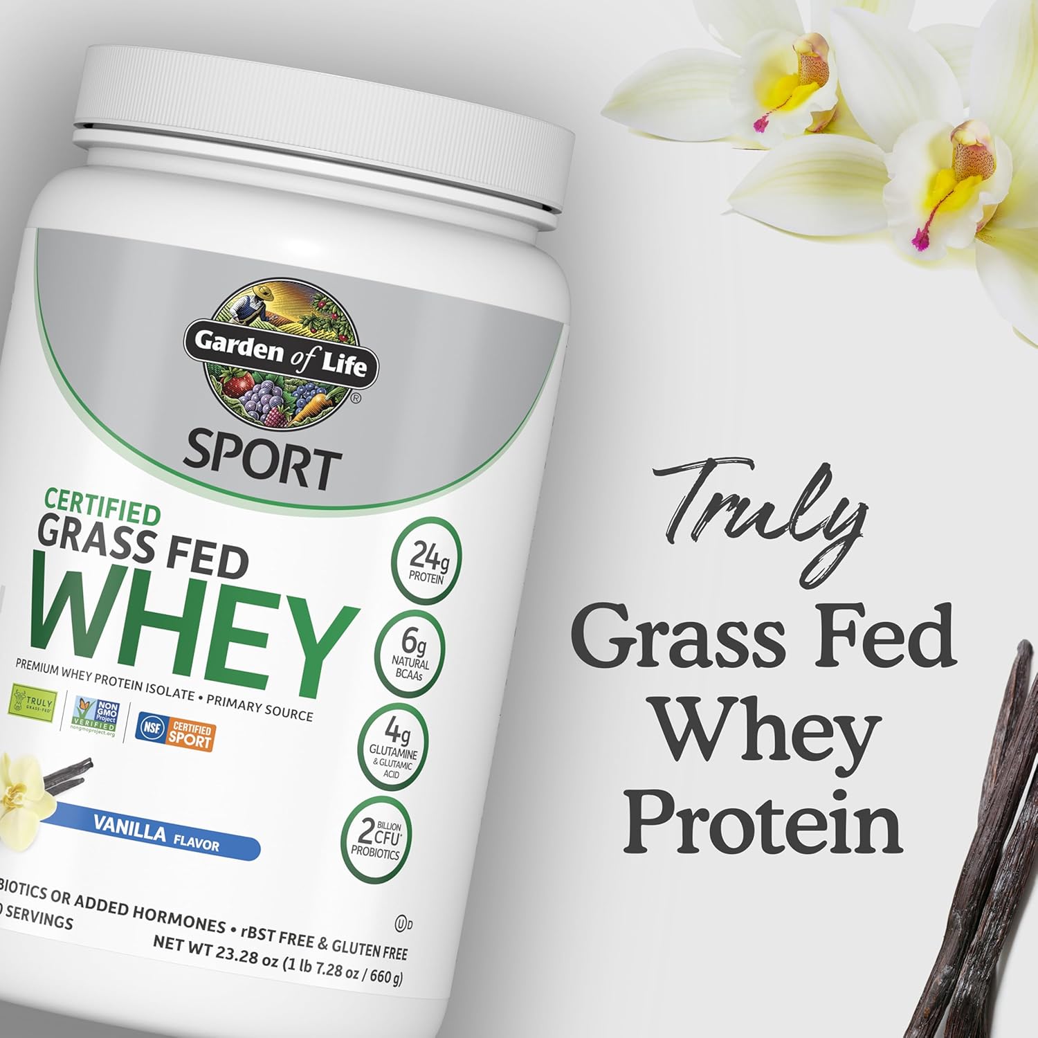 Garden of Life Sport Grass Fed Whey Protein Powder – 24g Whey Protein Isolate for Women & Men with Probiotics & Glutamine, Non-GMO, Gluten-Free, Cold-Processed, Vanilla Flavor, 20 Servings - Image 8