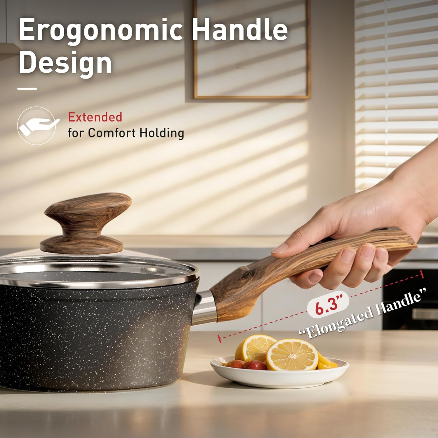 DishDelight Induction Pots and Pans Set Non Stick, 12 Piece Nonstick Kitchen Cookware Sets, Nonstick Granite Cooking Set Induction Pots and Pans, Induction Cookware Sets with Frying Pans, Black - Image 7