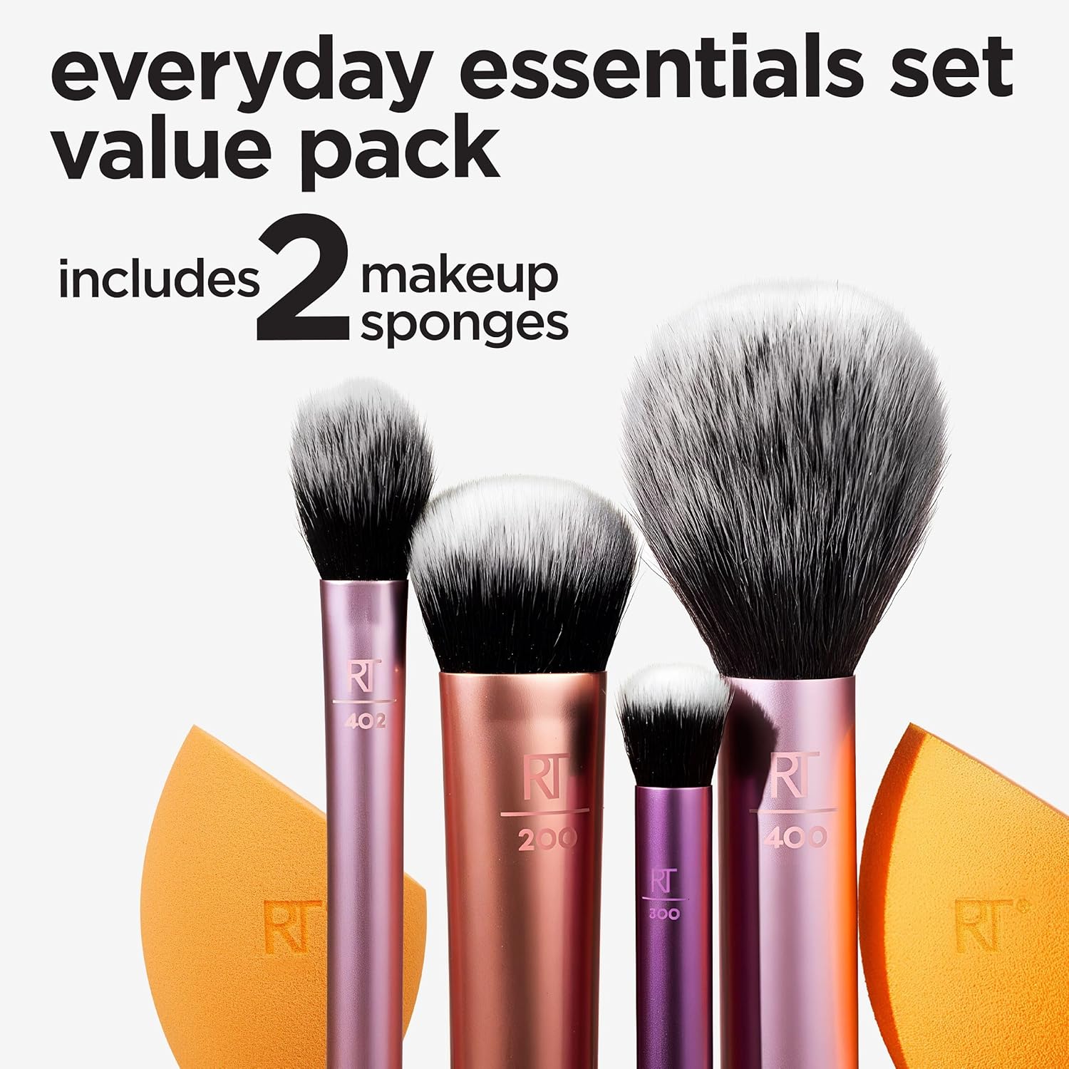 Real Techniques 6 Piece Everyday Essentials Makeup Brush Set, Includes 4 Brushes & 2 Makeup Sponges, For Foundation, Blush, Bronzer, Contour, Eyeshadow, & Powder, Travel Gift Set, Cruelty-Free & Vegan - Image 3