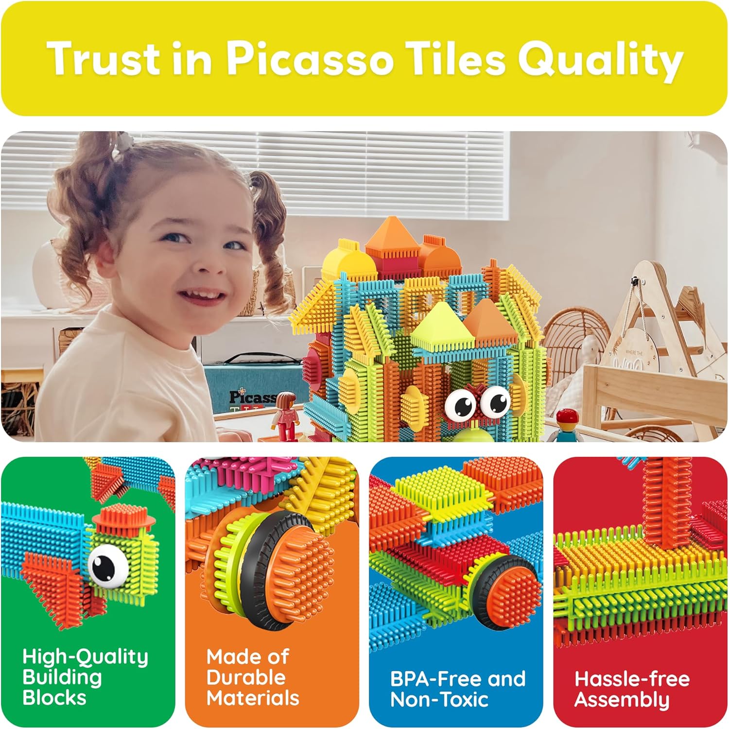 PicassoTiles 120pcs Hedgehog Interlocking Building Blocks Tiles Construction Toy Set Learning Playset STEAM Development Preschool Kindergarten Toy for Kids Age3+ PTB120 - Image 7