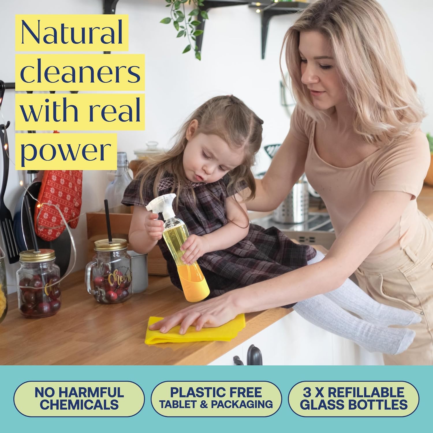 Fab Tab Home Starter Kit - Natural Cleaning Products - Household Cleaners - All-Purpose Cleaner Tablets - Plant-Based, Plastic-Fee - No Harsh Chemicals | Cleaning Kit - Image 2