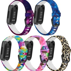 FitTurn[6pack Bands Compatible with Fitbit inspire 3 Fitness Tracker for Women Men Girls Band Replacement Sports Wristbands Adjustable Colorful Pattern Silicone Strap for inspire 3 Smartwatch