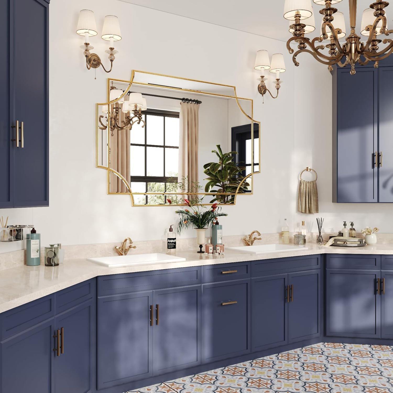 Kelly Miller 32"x48" Large Gold Mirror for Wall, Modern Decorative Mirror Rectangle Wall Vanity Mirror Bevelled Full Length for Bathroom Living Room Bedroom Farmhouse Fireplace Entryway - Image 5