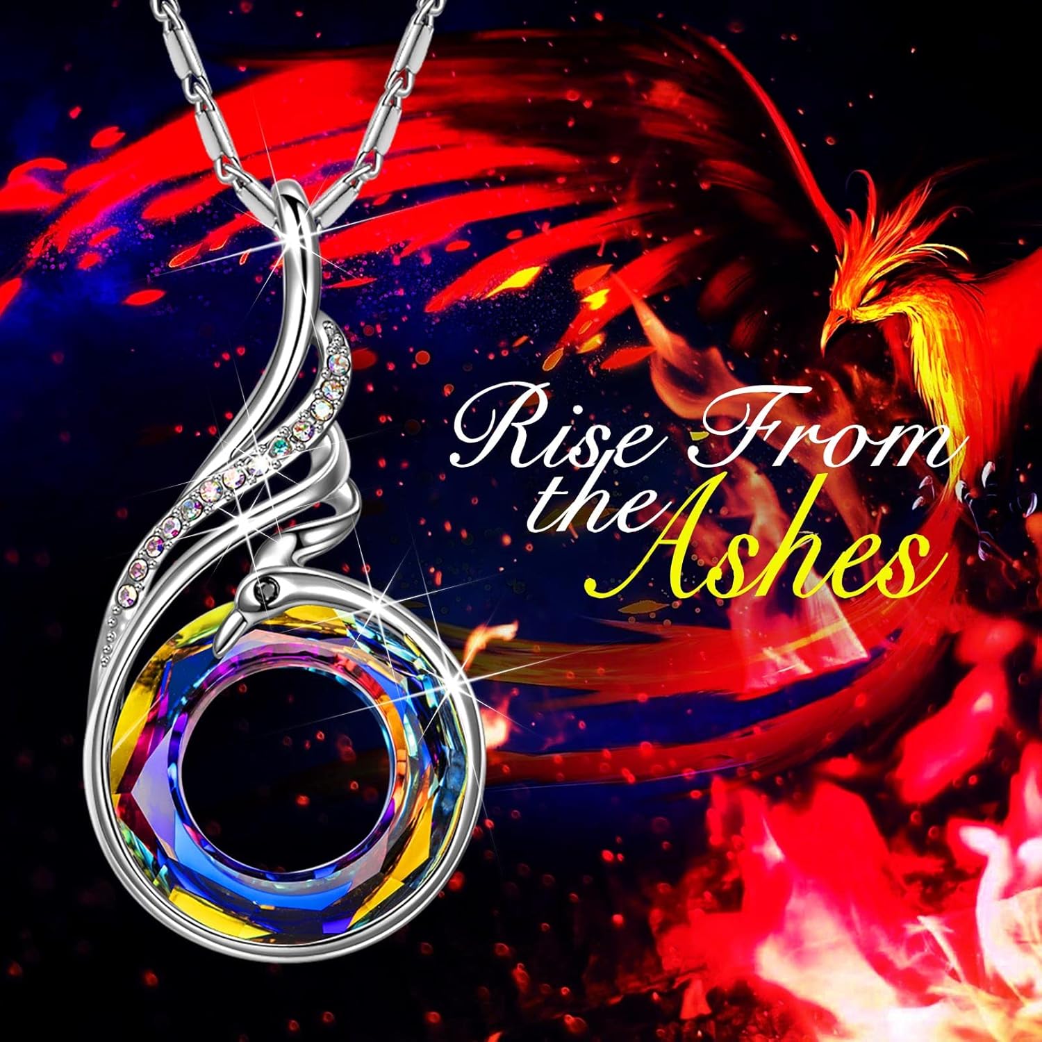 Kate Lynn "Rise From the Ashes Phoenix Necklace Made with Crystals from Austria, 18"+2" Necklace, Packaged with Jewelry Box, Birthday Gift for Women, Symbol of Luck and Renewal - Image 4