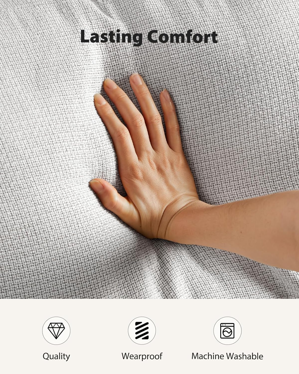 Pipishell 3-Seater Modern Sofa, 89" Couch with Wide Armrests & Deep Cushions, Linen Sofas with Removable Washable Covers for Living Room, Grey - Image 5