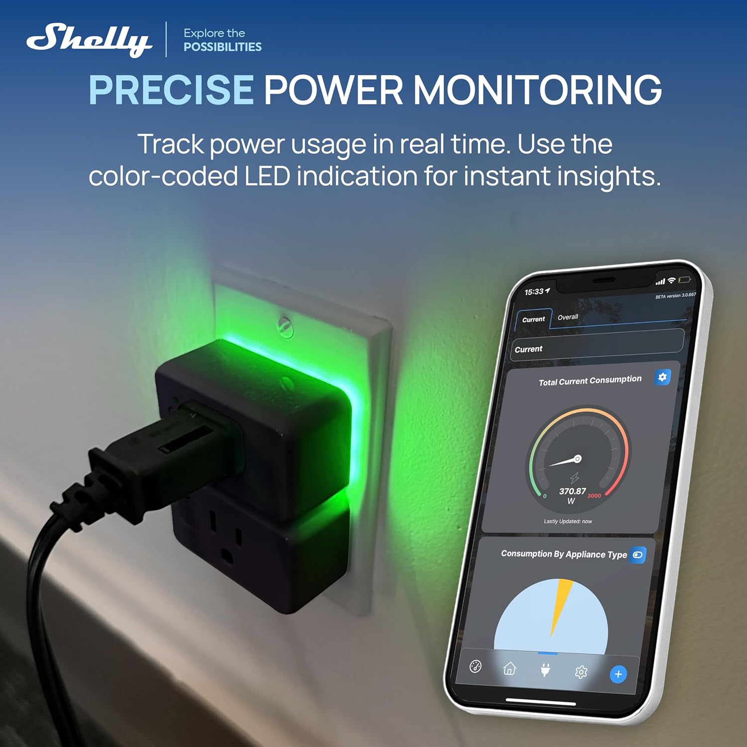 Shelly Smart Plug UL, WiFi, Bluetooth, Zigbee, Matter Outlet with Power Metering, Works with HomeKit, Google Home, Alexa, Home Assistant, Smart Socket, Easy Setup, Remote Control, Plug US Gen4 Black - Image 3