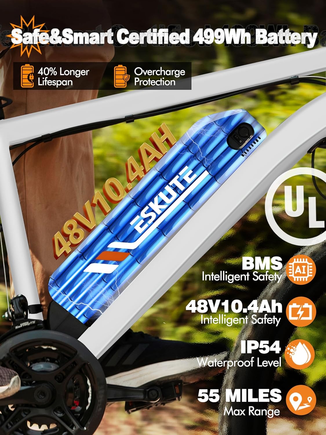 M200 Electric Bike for Adults – 21-Speed Gear 27.5" Mountain E-Bike, 1200W Peak Brushless Motor 28MPH, 48V 10.4Ah&13Ah Removable Battery, Up to 55-65 Miles Range, Step Over Commuter E-MTB, NFC Unlock - Image 3