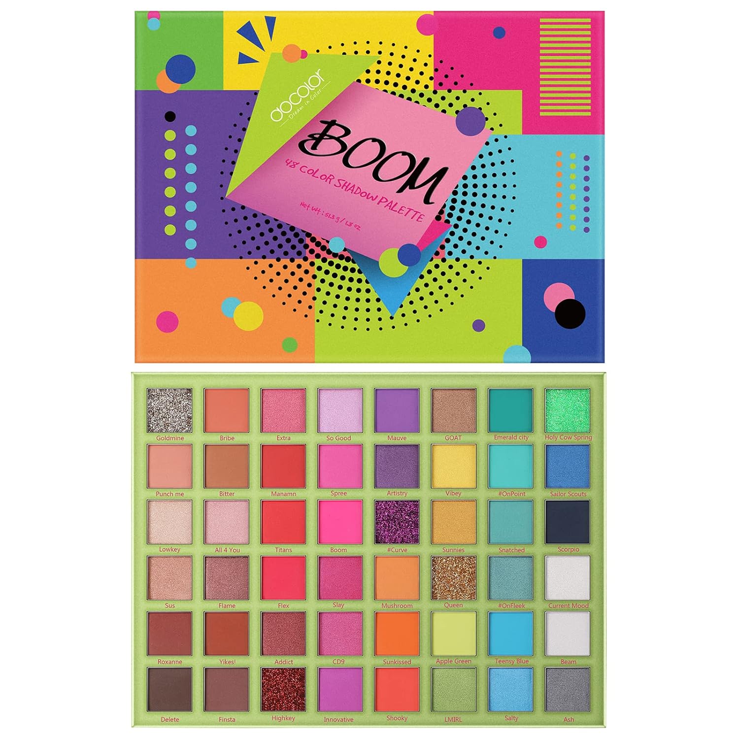 docolor Eyeshadow Palette 48Colors Boom Eye Shadow Palette Highly Pigmented Mattes Glitter Shimmers Neutral Smokey Cream Powder Blendable Long Lasting Waterproof Colorful Professional Makeup Palette - Image 9