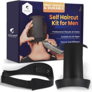 Self Haircut Kit for Men | 2Pcs SelfCut Guide for Men: Neckline Shaving Template & Fade Guide | Adjustable Size Hair Fade Tool & Stable Neck Line Up Tool | Hair Cut for Kids & Seniors