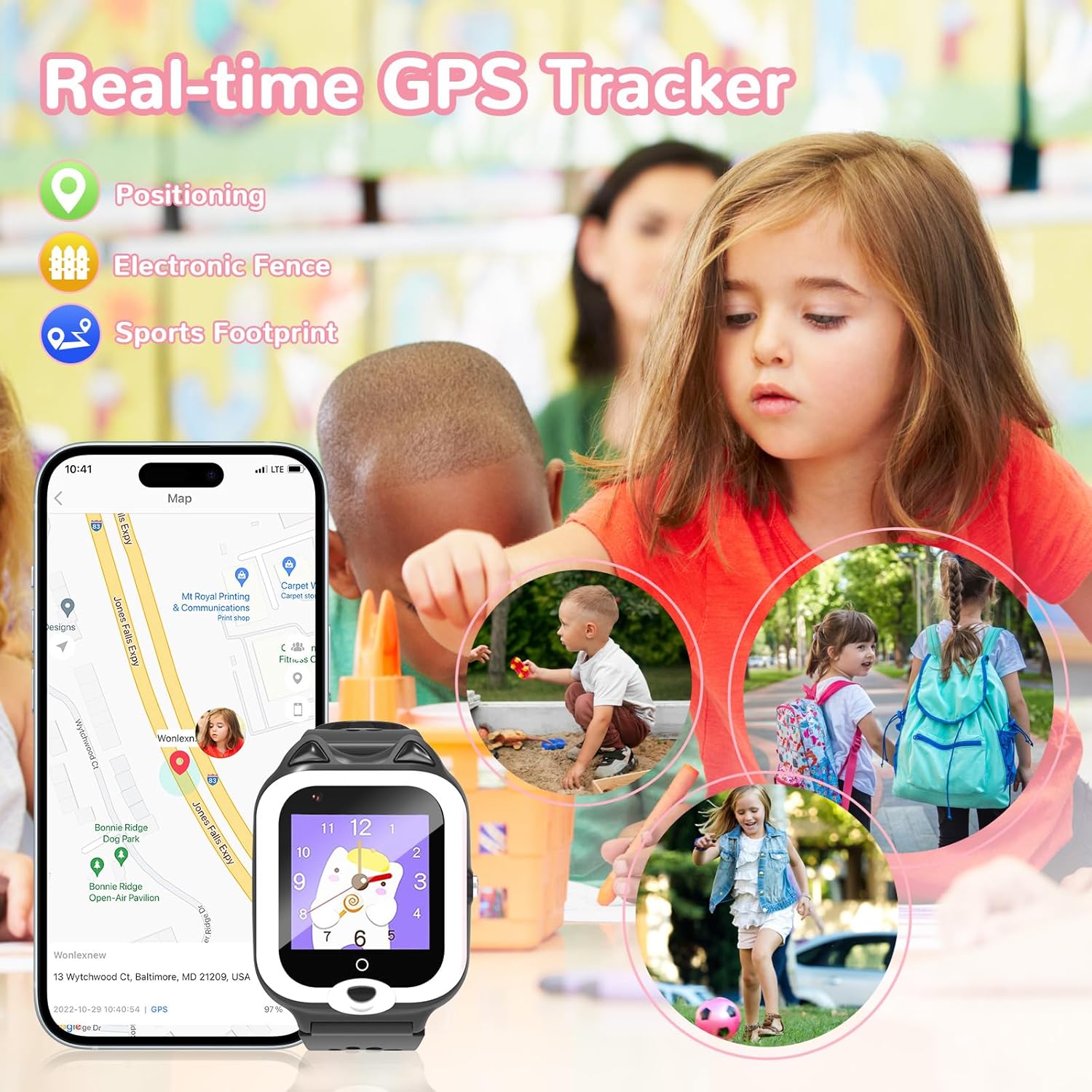LogHog Simple Kids Smart Phone Watches for Young Girls Boys, Real Time GPS Tracking,Video Calling, Camera, Pedometer, 7puzzle Games 4G Kids Smart Watch for Children - Image 2
