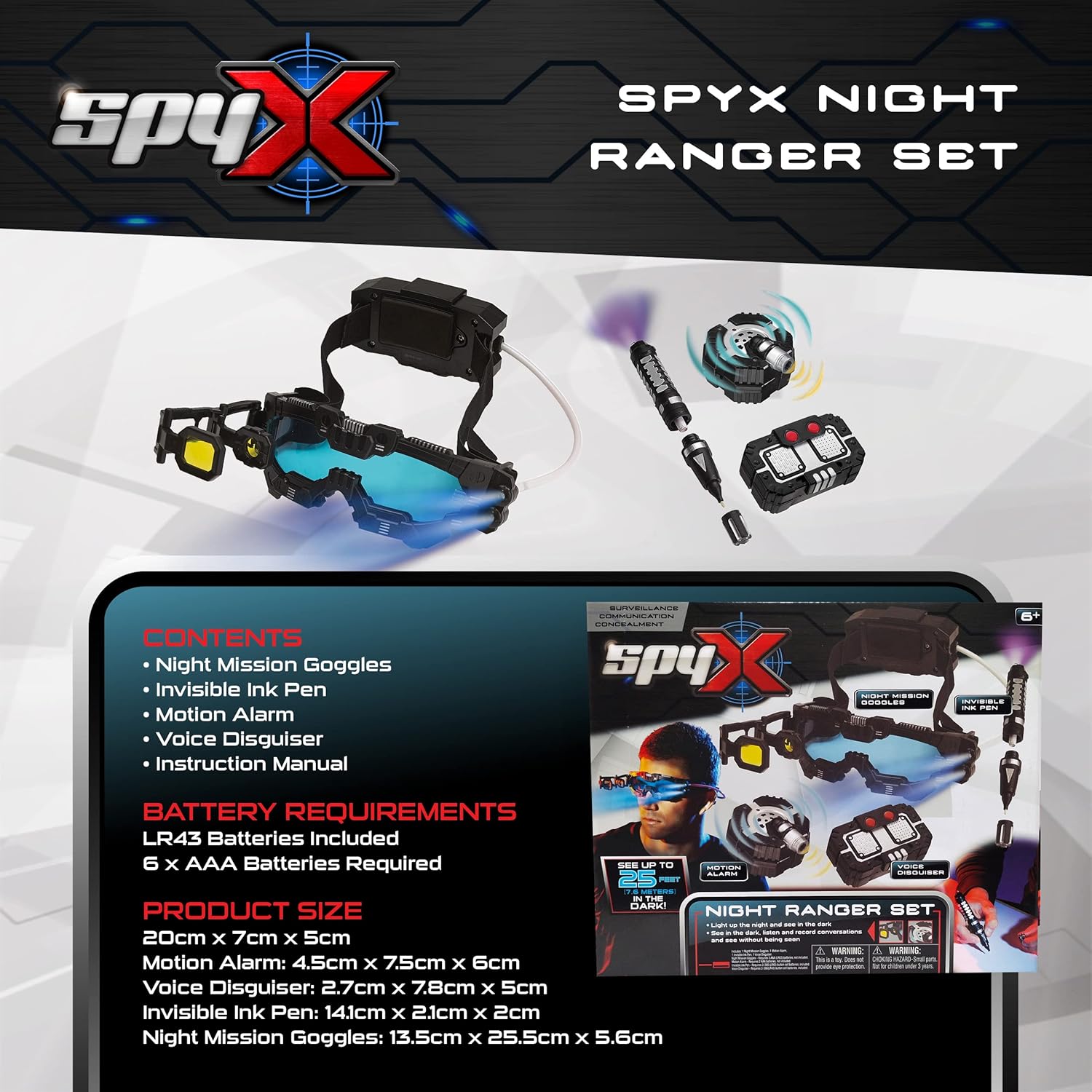 SpyX / Night Ranger Set - Includes Night Mission Goggles / Motion Alarm / Voice Disguiser / Invisible Ink Pen. - Image 4
