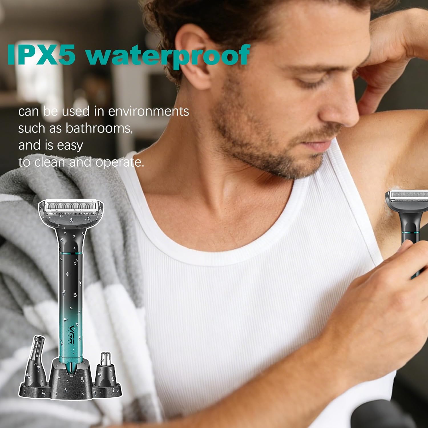VGR 625 Body Hair Trimmer for Men,3-in-1 Versatile Electric Trimmer for Body/Eyebrow/Beard/Nose/Ear Hair,USB Rechargeable Mens Grooming Kits, IPX5 Waterproof Mens Shaver Portable Travel Set - Image 6