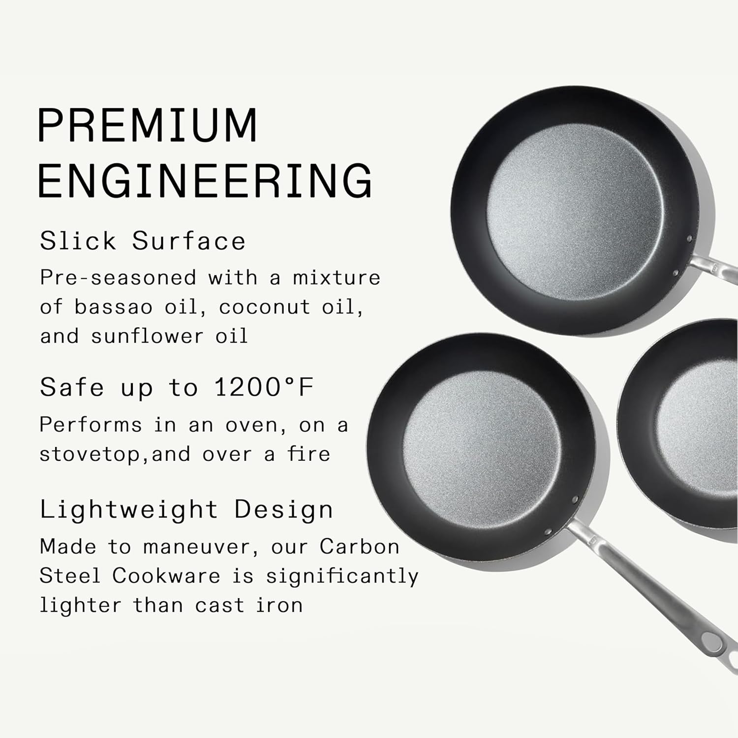 Made In Cookware - 3 Piece (Includes 8",10",12") Seasoned Blue Carbon Steel Frying Pan - (Like Cast Iron, but Better) - Professional Cookware - Crafted in Sweden - Induction Compatible - Image 3