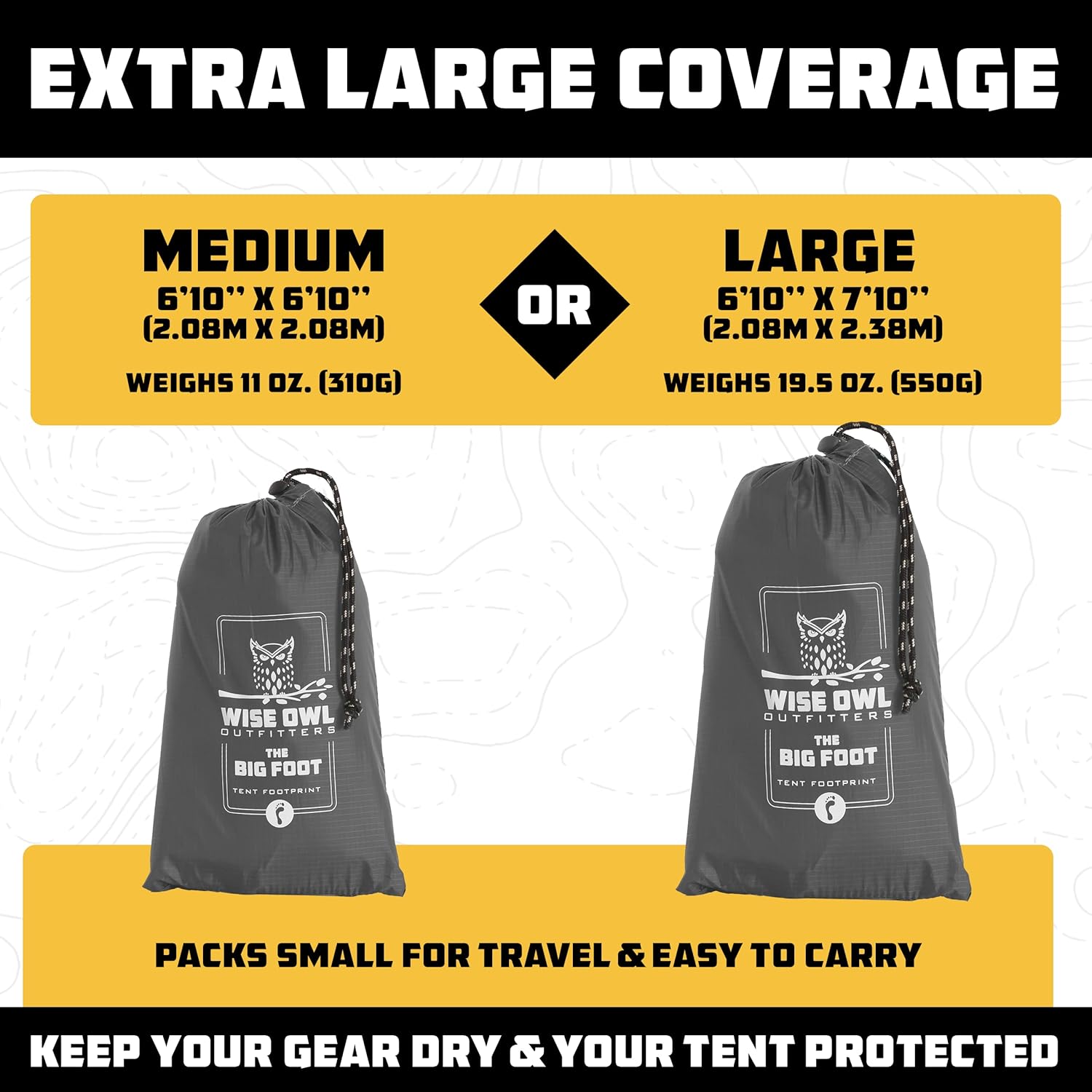 Wise Owl Outfitters Camping Tarp – Waterproof Ultralight Ground Sheet, Tent Footprint & Tent Accessories for Campers, Backpackers, Hammocks & Outdoor Adventure Gear - Image 3