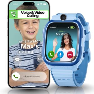 Kids Smartwatch, Ages 3-12 | GPS Tracker & Phone Watch with Two-Way Calling, Text Messaging, SOS Alert, Camera, School Mode, Safety Tracker – Model R Blue