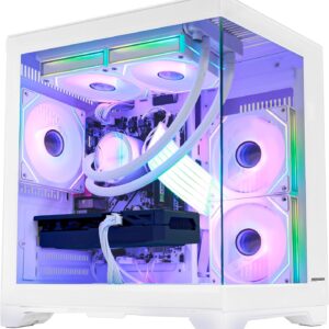 Panorama Gaming PC Desktop – AMD Ryzen 7 5700X 3.4 GHz, RTX 5060 8GB, 32GB DDR4 RAM 3200, 1TB M.2 PCIE SSD, 650W PSU, 240mm AIO, 11AC Wi-Fi,Windows 11 64-bit Desktop Computer, White