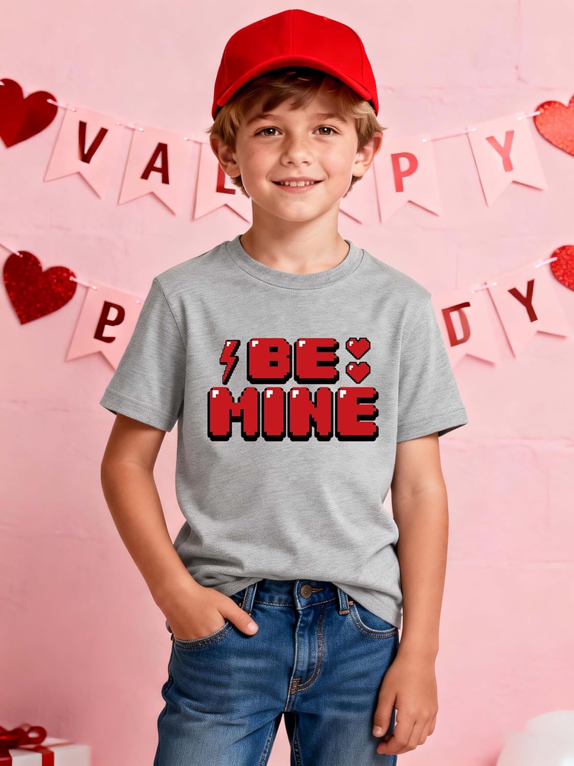 Toddler Boys Valentine's Day Shirt Retro Love Heart T-Shirt Kids Valentines Tees 2-10 Years - Image 3