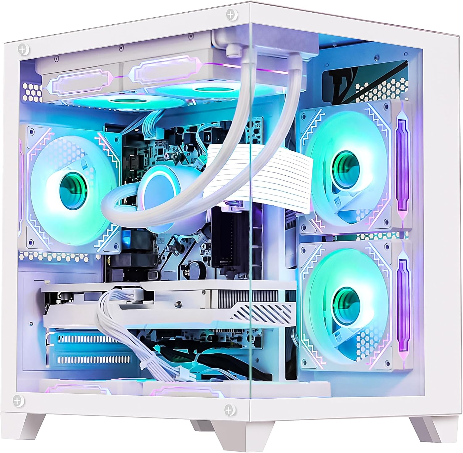 RTX 5070 12GB Gaming PC Desktop - AMD Ryzen 7 5700X 3.4 GHz, 32GB DDR4 RAM, 1TB PCIe SSD, WiFi + BT, Windows 11 -RGB Prebuilt Computer-White - Image 2