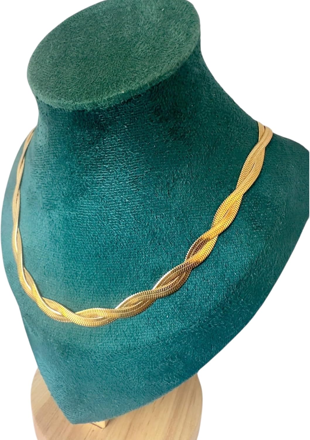 18K Gold-Plated Twisted Snake Herringbone Chain Necklace for Women - 18", Double Chain, Stainless Steel, Non-Tarnish, Hypoallergenic, Dainty Everyday Jewelry - Image 4