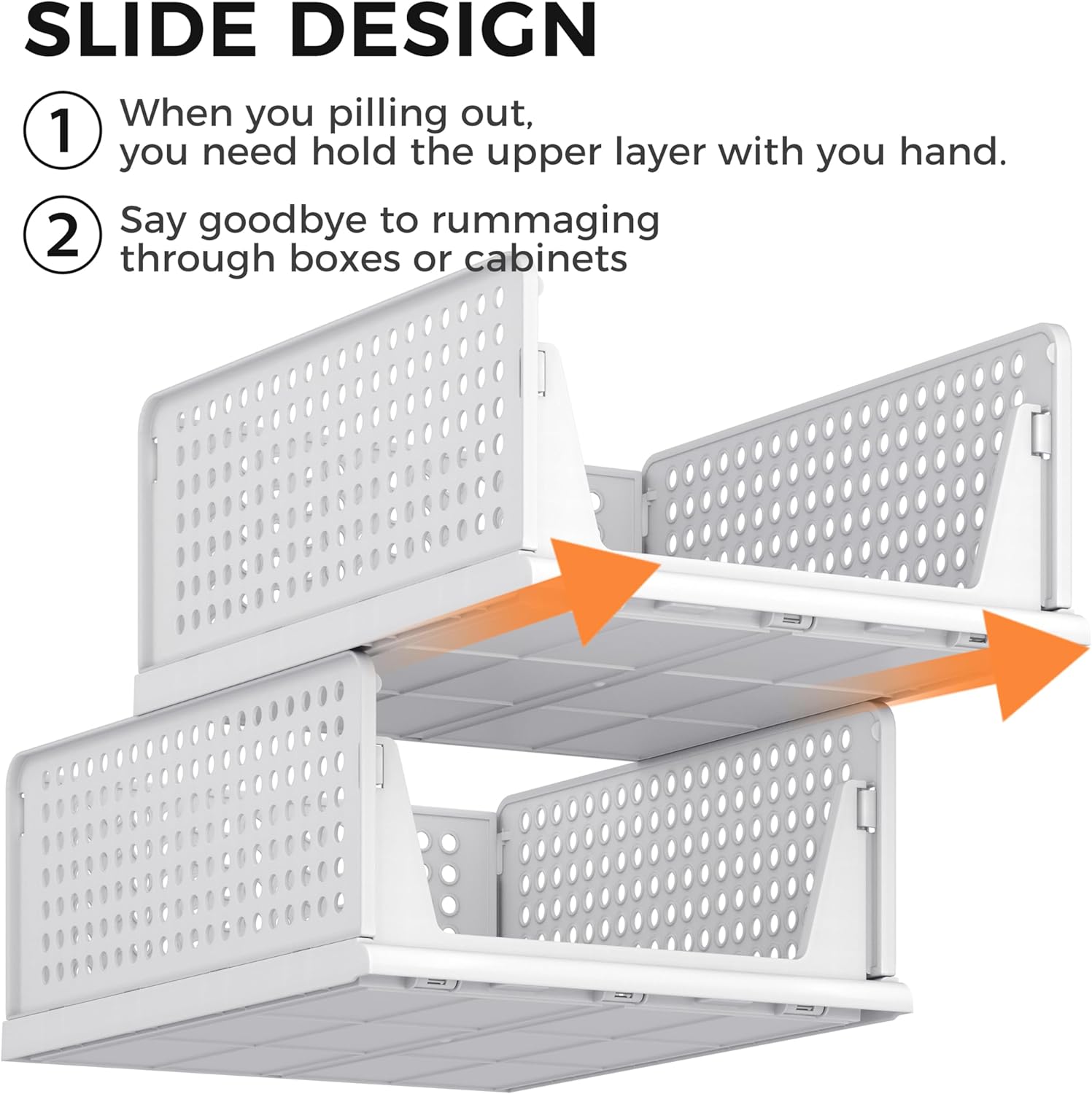 Pinkpum 6 Pack Closet Organizers Storage Bins, Stackable Plastic Drawer Basket for Clothing, Stackable Storage Bins Shelf Storage Container for Closet Wardrobe Bedroom Bathroom Office White - Image 6