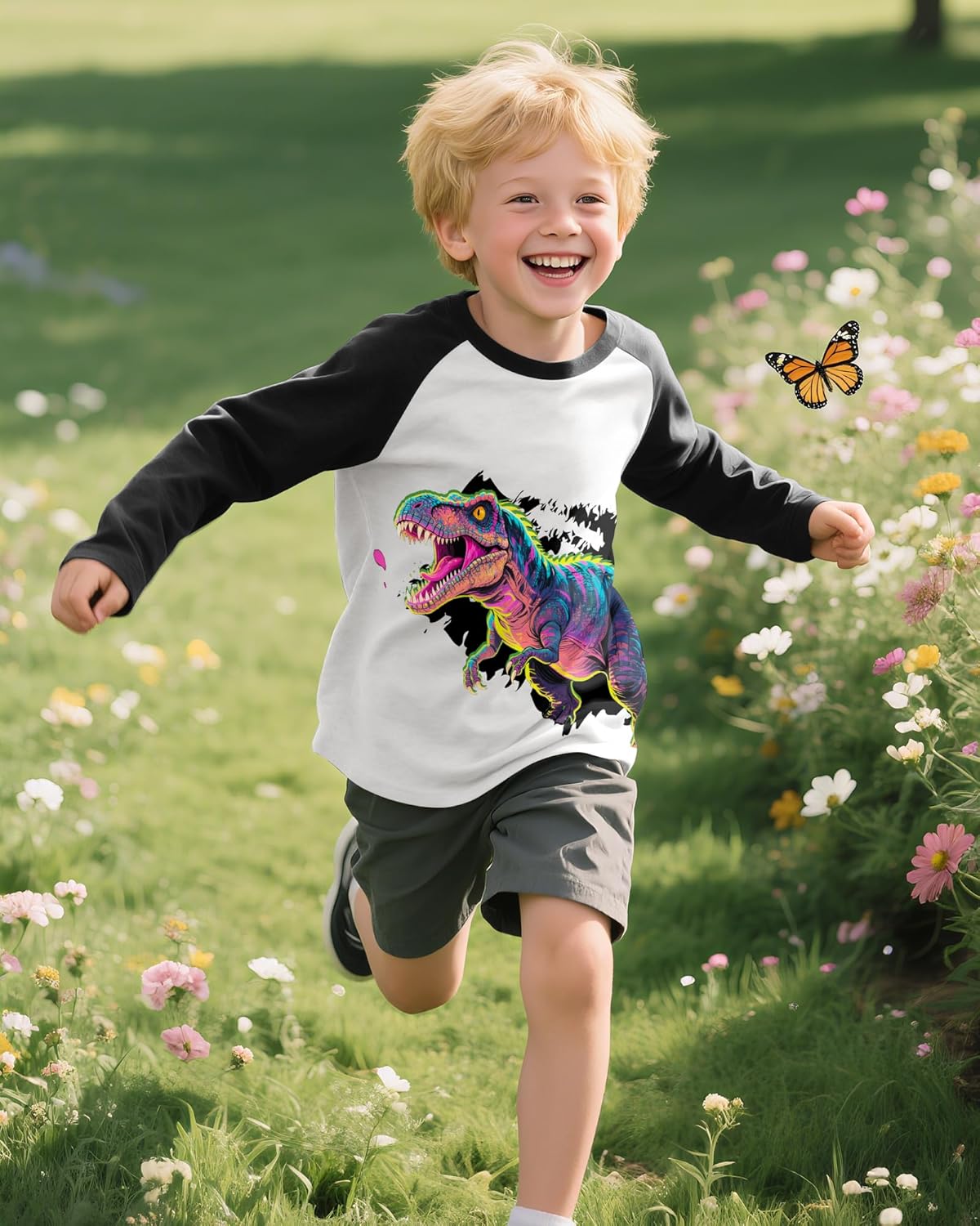 Toddler Boys Long Sleeve Shirts Crewneck Kids T-Shirts Graphic Casual Tops for 3-8 Years - Image 2