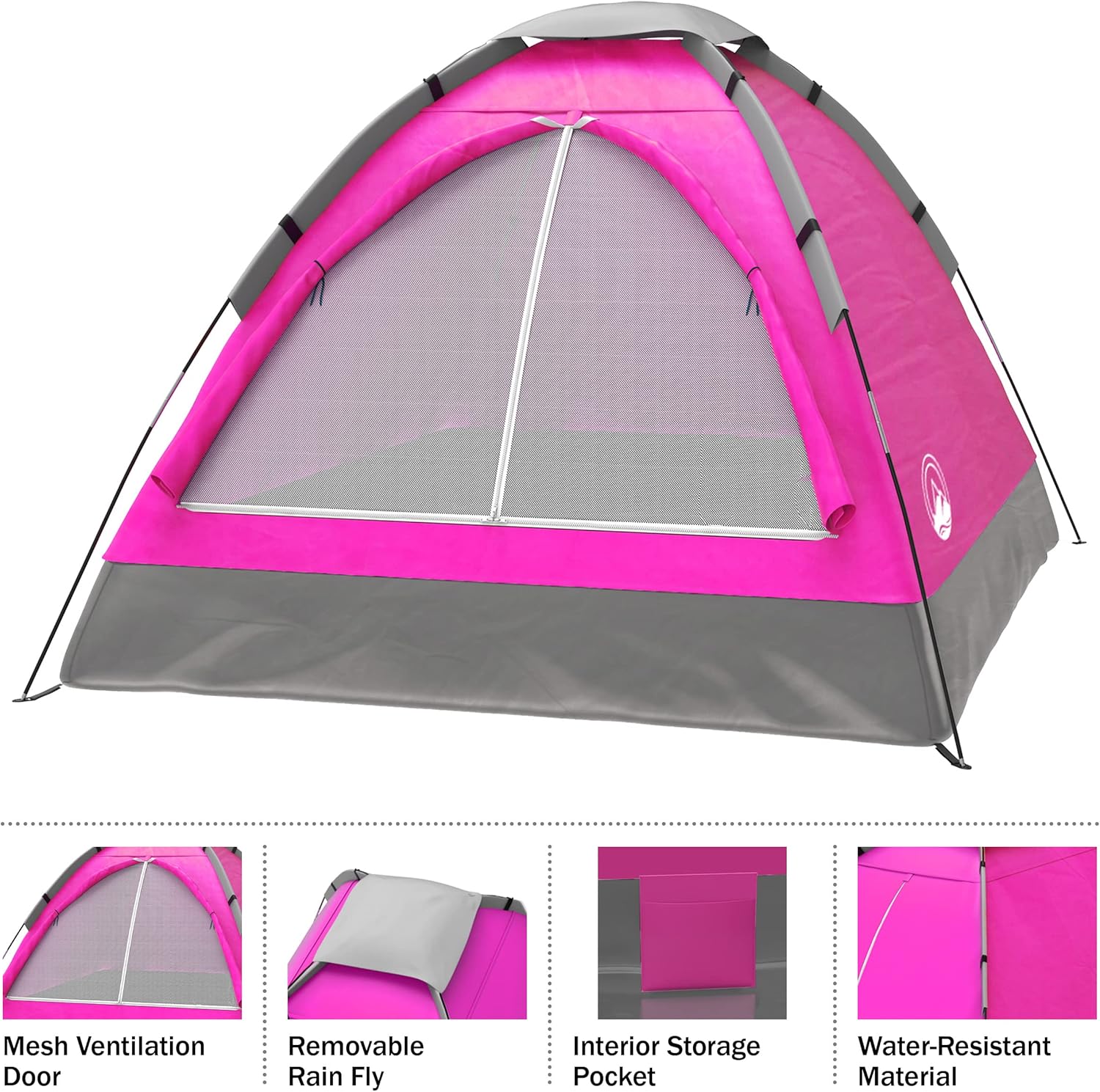 Wakeman Tents 2-Person Tent with Removable Rain Fly and Carry Bag - Comes with Camping Lantern with Fan - Weather-Resistant Camping Accessories by Wakeman - Image 5