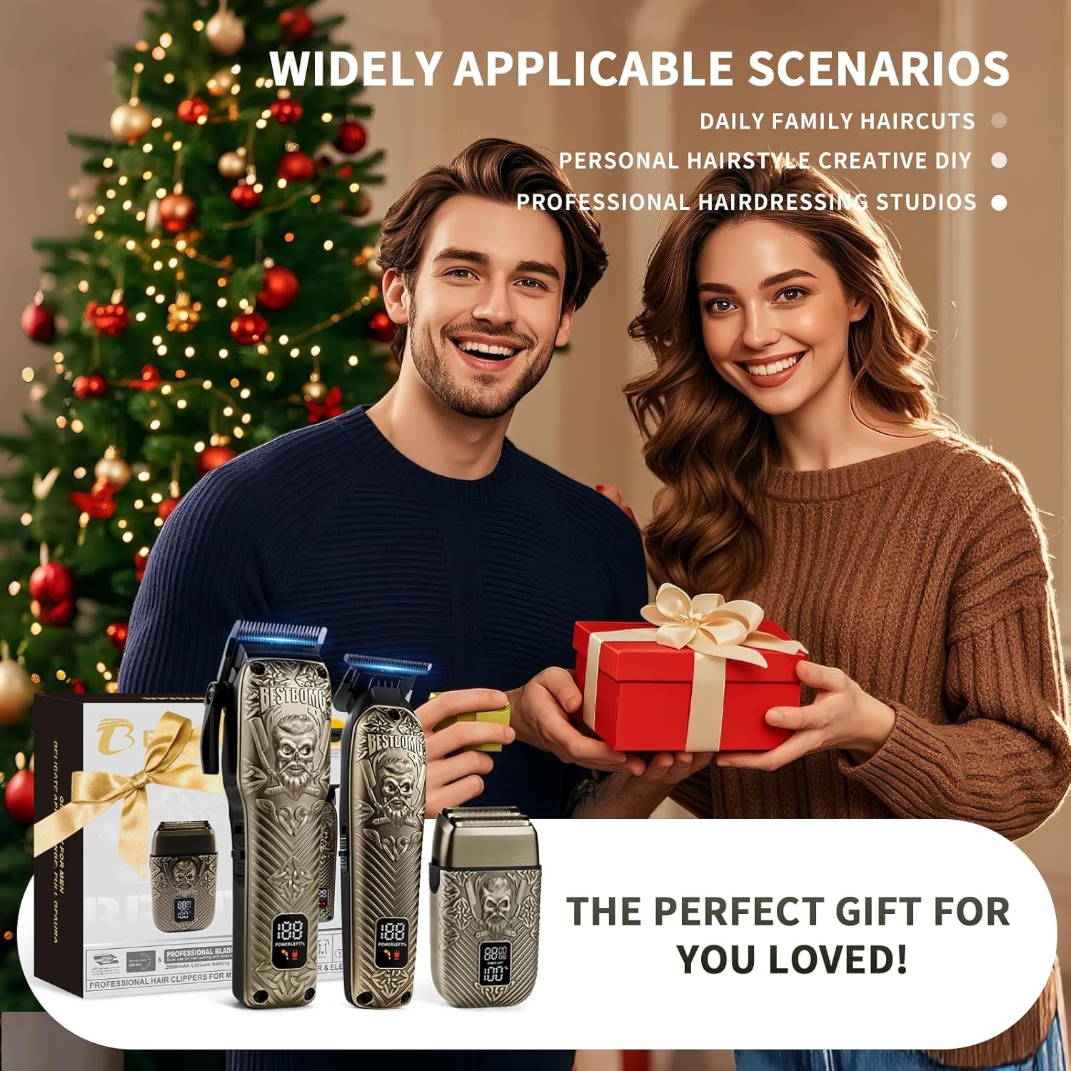 BESTBOMG® Hair Clippers for Men, Professional Hair Clippers, Beard Trimmer& Rechargeable Shaver Set, Metal T-Blade, LED Display, Barber Hair Cutting Kit for Men Grooming & Gifts, BS-807E (Bronze) - Image 9