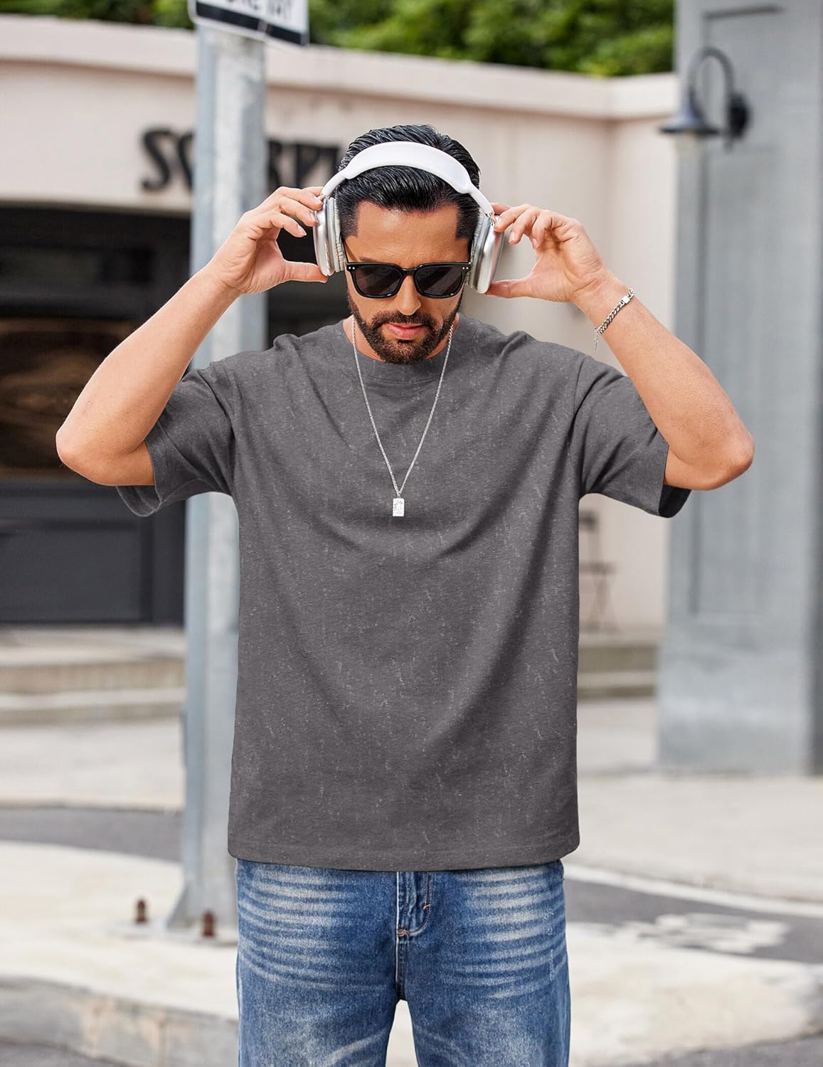 COOFANDY Men's Cotton T-Shirts Oversized Shirt Short Sleeves Streetwear Loose Fit Summer Tee Tops Washed Basic Unisex Shirts - Image 2