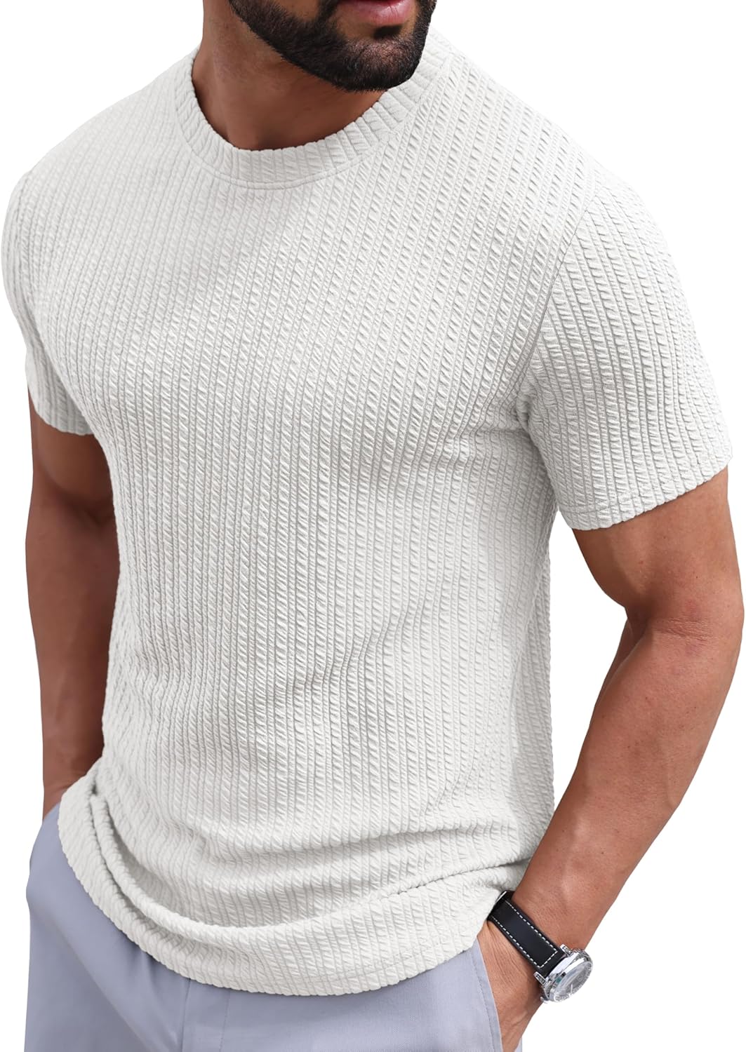 Sailwind Men’s Knit T Shirt Short Sleeve Crewneck Textured Casual Summer Knitted Pullover Tee - Image 4