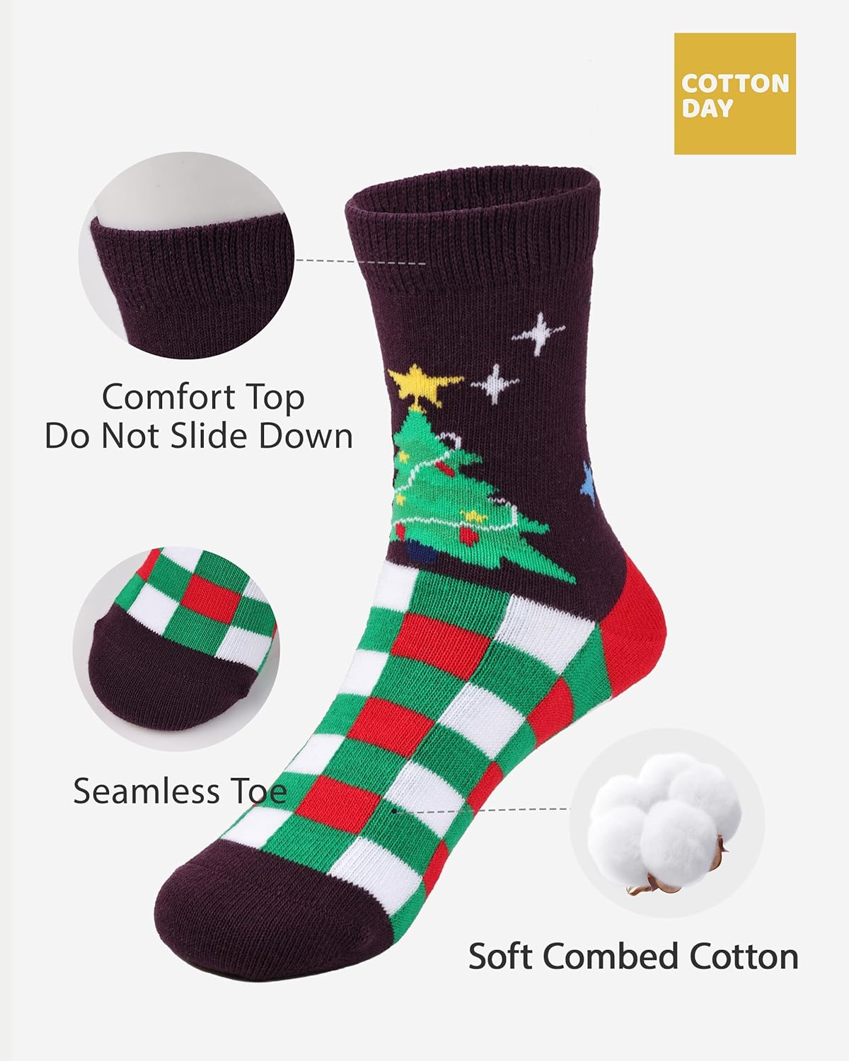 COTTON DAY Kids Boys Crew Dress Socks Bright Colorful Pattern Graphic Print - Image 4