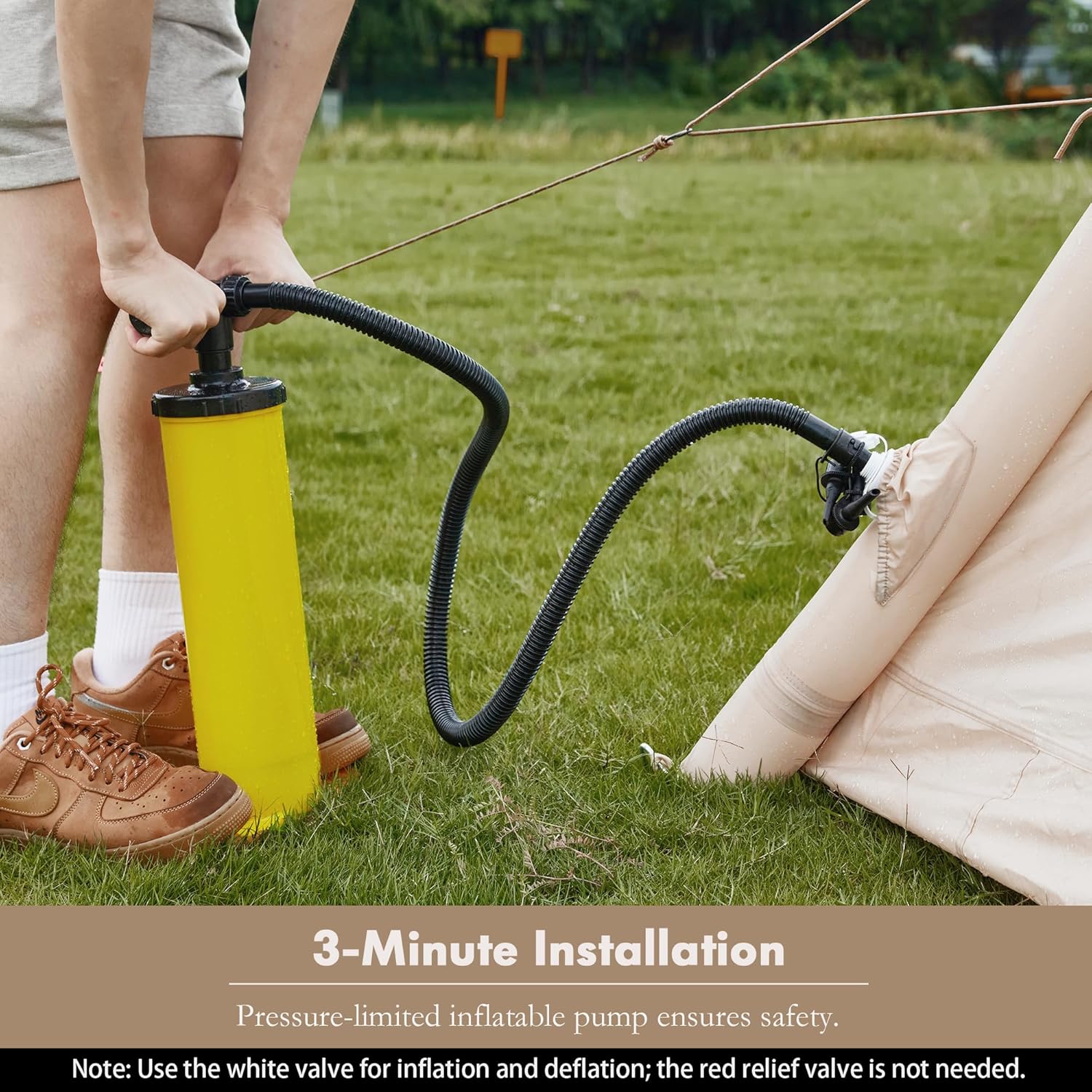 YOLENY Inflatable Camping Tent for 4-6 Person, Easy Setup Portable Water-Resistant Cabin Tent with Mesh Windows & Pumps - Image 7