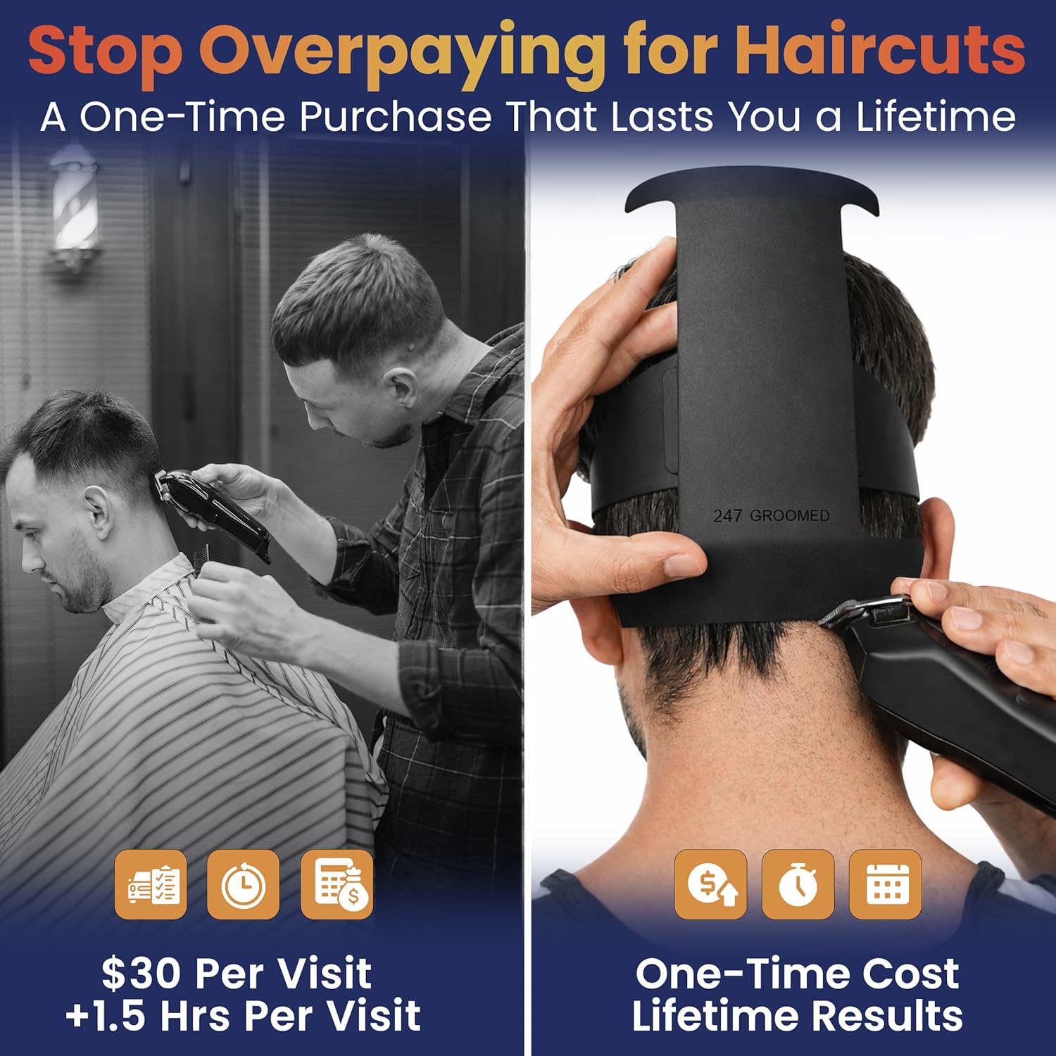 Self Haircut Kit for Men | 2Pcs SelfCut Guide for Men: Neckline Shaving Template & Fade Guide | Adjustable Size Hair Fade Tool & Stable Neck Line Up Tool | Hair Cut for Kids & Seniors - Image 5