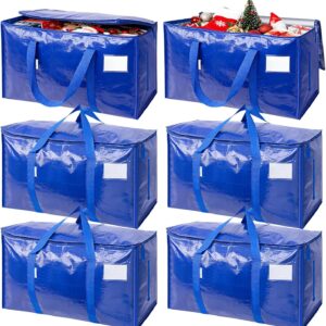 TICONN 6 Pack Extra Large Moving Bags Heavy Duty with Zippers & Carrying Handles, Durable Storage Bags Moving Boxes for Closet Organizers and Storage (6 Pack, Blue)