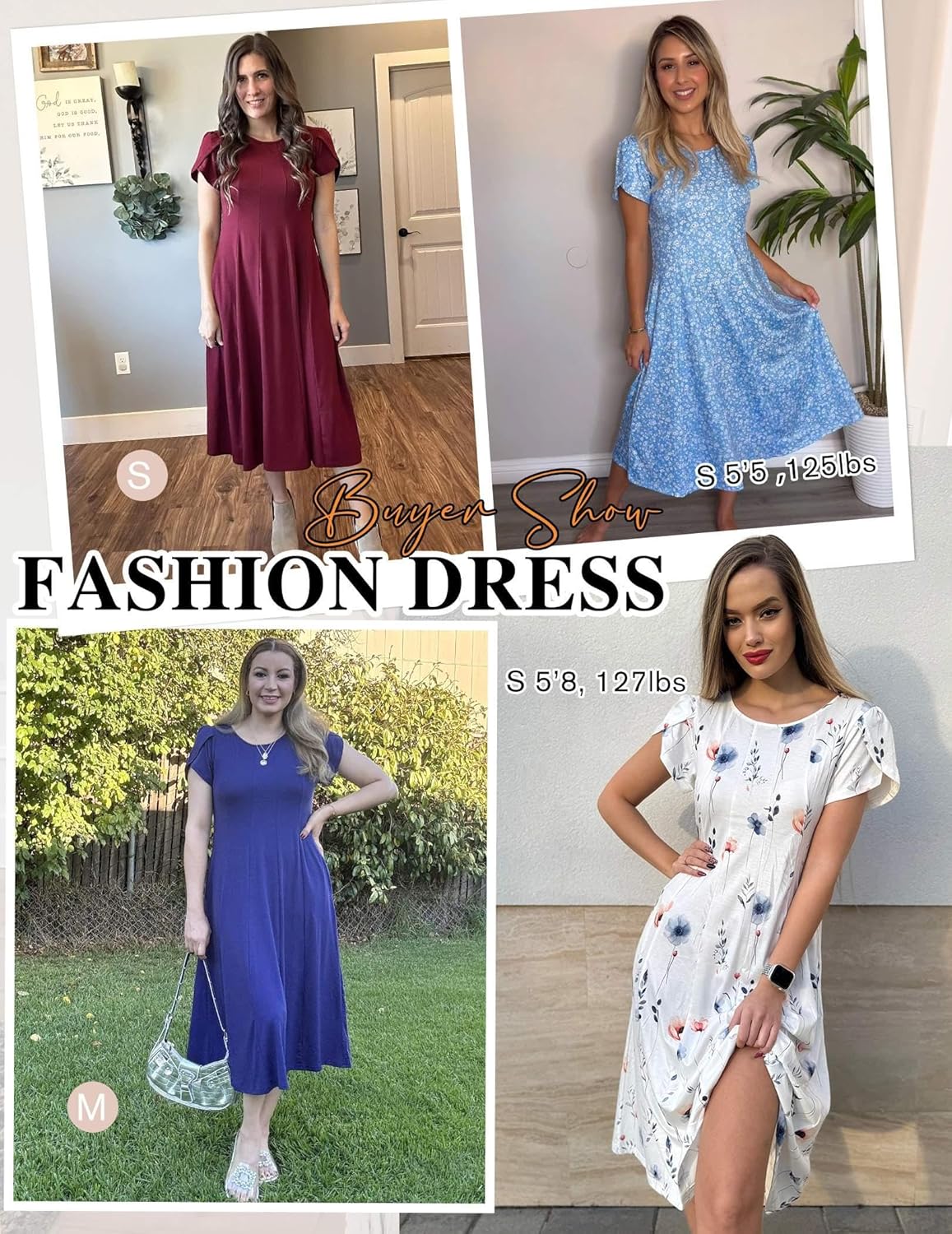 ZEAGOO Womens Casual Dresses for Summer Short Sleeve Flare Midi Dress Loose Flowy Beach Sundress - Image 6