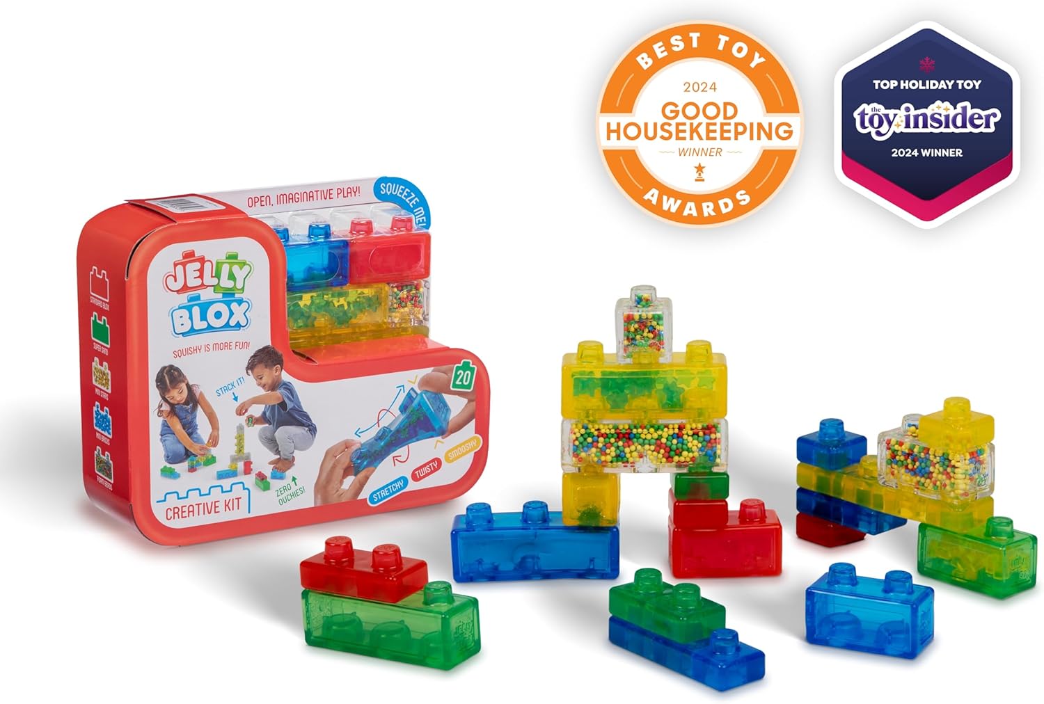 Goliath Jelly Blox Creative Kit | Includes 20 Blocks | Toddler & Preschool Building Blocks Kids Can Squeeze, Stretch, Squish | MESH ACCREDITED | Safety Tested & Ouch-Free | Sensory Play Toy Ages 2+ - Image 2
