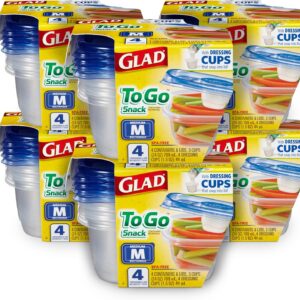 GladWare To Go Lunch Food Storage Containers | Easy to Use Glad Food Storage Containers, Round Food Containers, Medium Containers Hold up to 32 Ounces of Food, 4 Count Set (Pack of 6)
