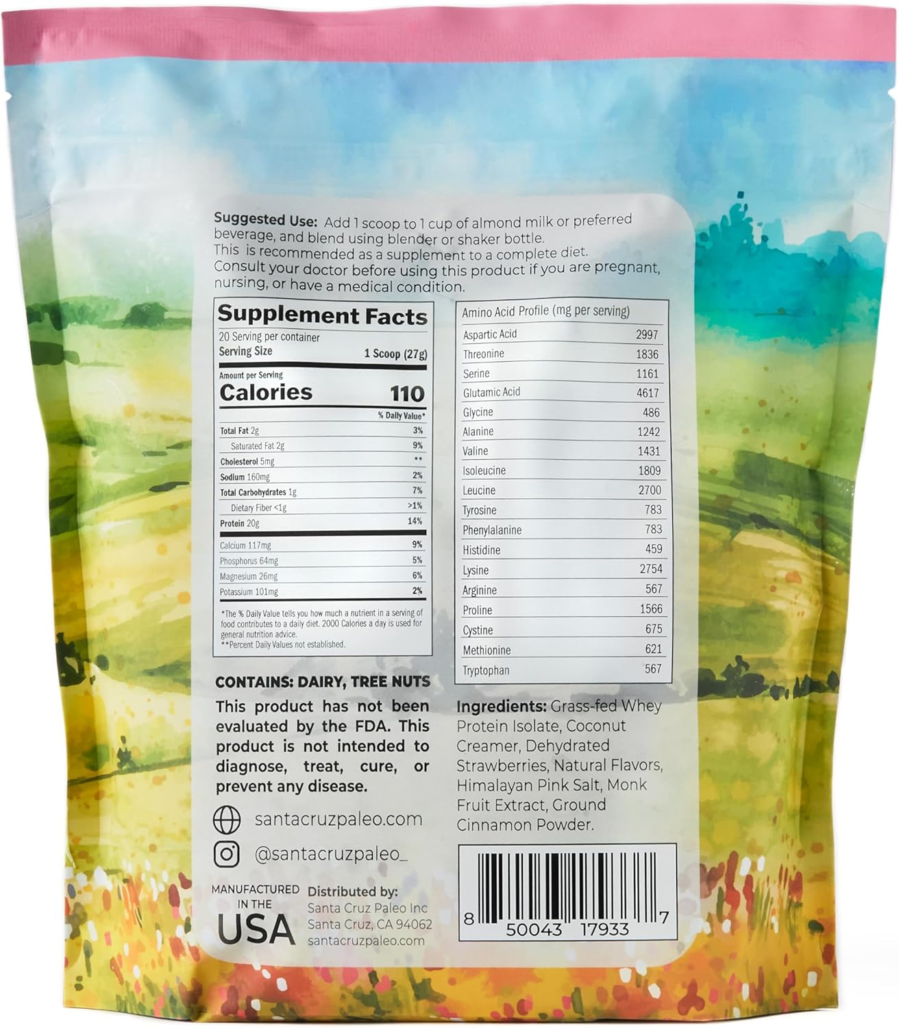 Santa Cruz Paleo Whey Protein Powder, Strawberry, 20g Grass Fed Whey Protein Isolate Per Serving, Gluten Free, Keto, Sugar Free, Paleo, Natural, Post Workout Muscle Support, 20 Servings, 1.2lb Bag - Image 6