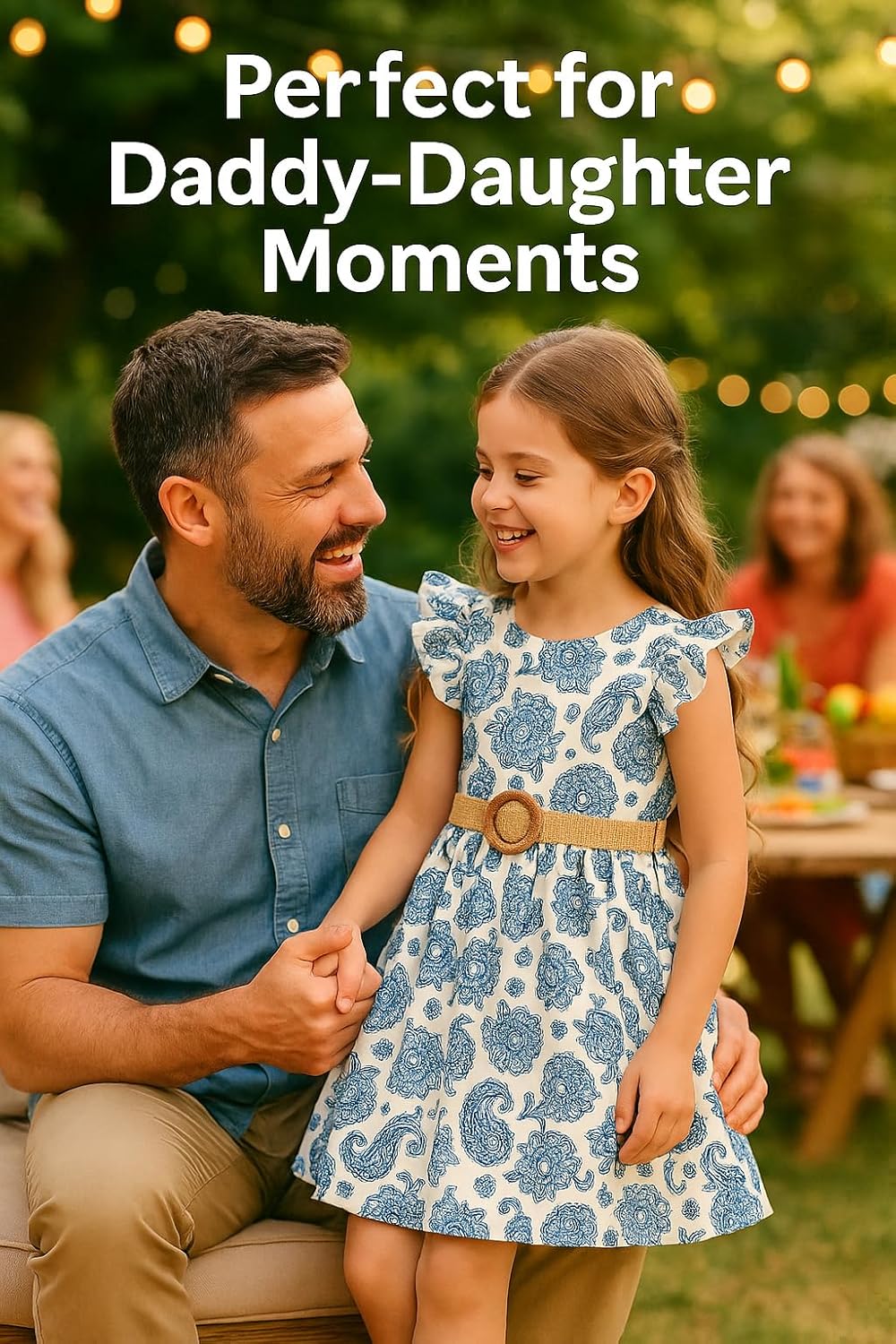 PATPAT Little Big Girls Dress Vintage Boho Floral Ruffle Short Sleeve Casual Swing Dress with Braided Belt - Image 9