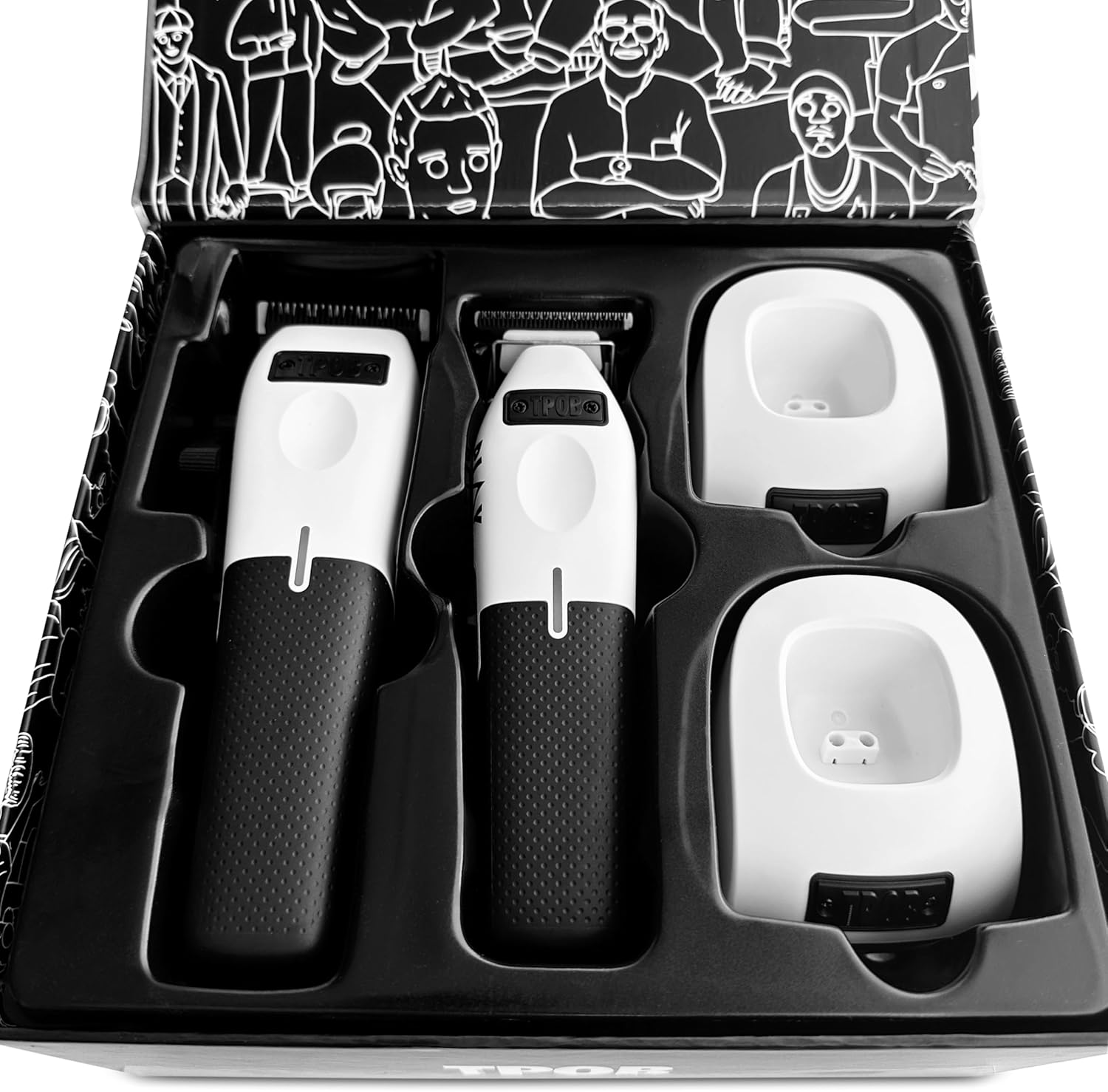 TPOB Play Barber Hair Clippers & Trimmer for Men 7500 RPM with Rubber Grips (White 2 Set) - Image 5