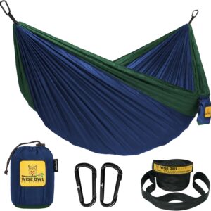 Wise Owl Outfitters Camping Hammock – 500lbs Portable Hammock with Tree Straps – Travel, Backpacking, Hiking, Outdoors Camping Gear – Single or Double