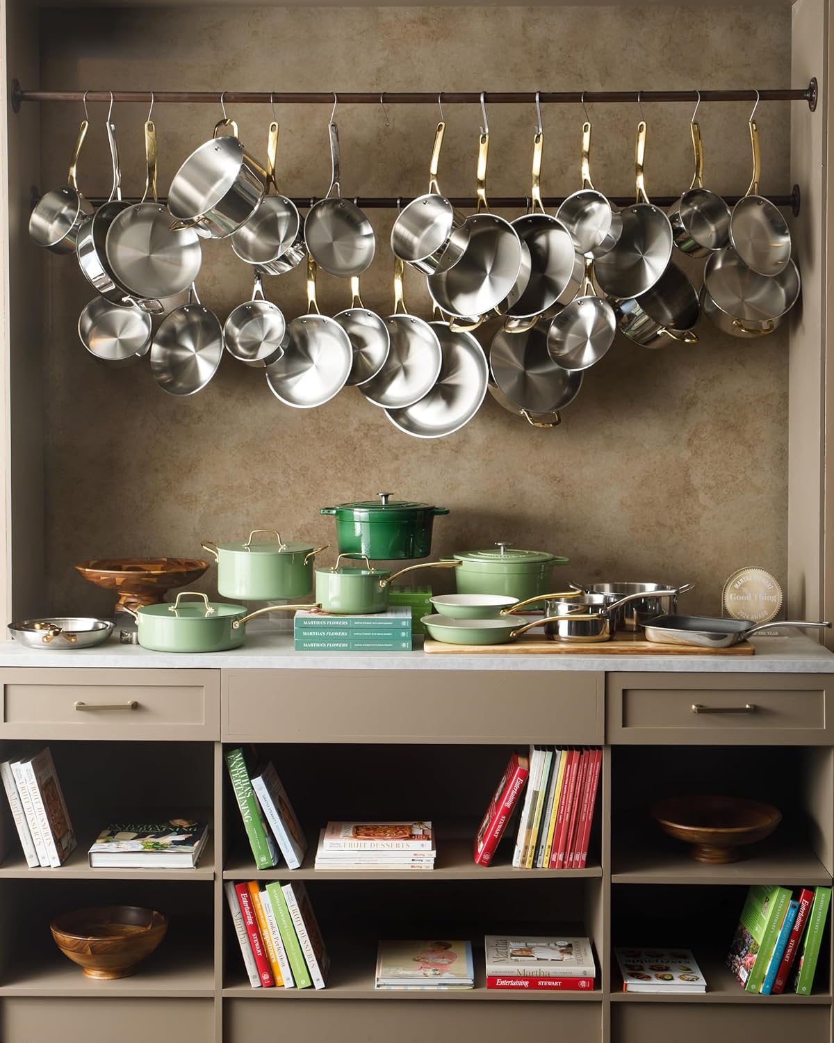 Martha Stewart Castelle 10 Piece 18/8 Durable Stainless Steel Induction Safe Pots and Pans Non-Toxic Kitchen Cookware Set - Gold Handles - Dishwasher Safe - Image 8