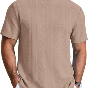 COOFANDY Men’s T-Shirt Short Sleeve Crew Neck Textured Shirts Classic Knit Pullover Tees